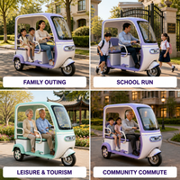 Petit tricycle électrique avec toit, véhicule électrique à trois roues multi-passagers pour les trajets quotidiens en famille