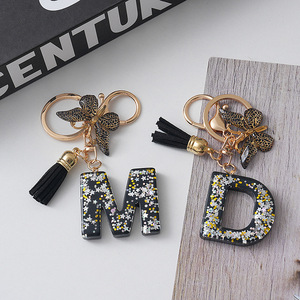 A B C 26 Letters Black Butterfly <strong>Tassels</strong> <strong>Key</strong> Chain Woman Bag Metal <strong>Key</strong> Chain <strong>for</strong> to Prevent Loss Car Keychain Promotional Gifts - Product Image 4