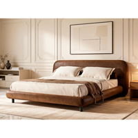 Lit capitonné de luxe en tissu, style minimaliste, avec large tête de lit, pour chambre de villa moderne, Grands Furniture Espagne