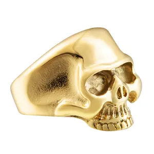 316l Chirurgische Edelstahl Männer Skeleton gold schädel ring für Verkauf