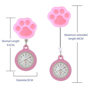 <span class=keywords><strong>Montre</strong></span> de poche médicale colorée et adorable avec empreintes de pattes de chat rétractables, pour infirmières, médecins, femmes, hôpital, cadeaux médicaux - Product Image 3