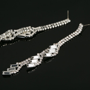Boucles d'oreilles coréennes longues incrustées de strass, en stock, fournisseur d'usine <span class=keywords><strong>E327</strong></span> - Product Image 5