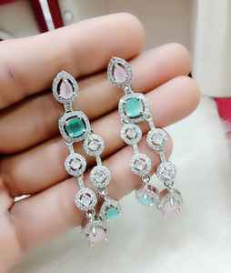 American Diamond Premium <b>Earrings</b> Set Cz Stone Party Wear Designer Jewellery Handmade Bulk Product - Product Image 3