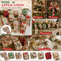 Ruban en toile de jute synthétique imprimé Noël, rouleau de ruban pour couronnes d'arbre, guirlandes, escaliers, nœuds cadeaux, décorations de fêtes, fournisseur en gros