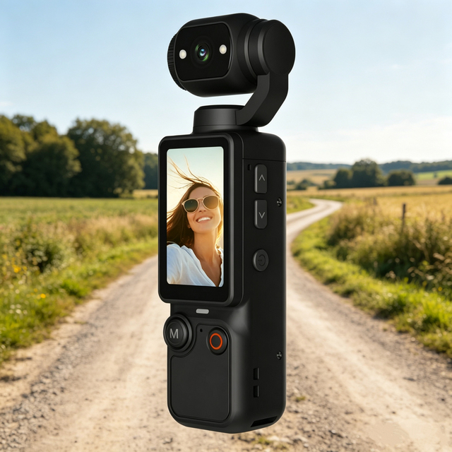 Wearable Mini Action Camera 1.9inch Video Blogs and Video Recording Face-tracking 180 Rotation Handheld Pocket Cameras