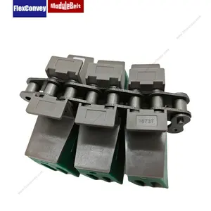 1873 Series High Quality Side Flexing Intergrated Green Rubber Plastic Snap-on Gripper Chain For Conveyor