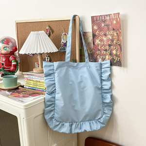Bolso de Hombro Estilo Francés con Encaje de Nubes y Flores, Dos Correas, Bolso de Mano con Lazo de Satén Estilo Harajuku, Cierre de Cremallera, Bolso para Tutorías - Product Image 6
