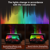 Difusor de Aroma con Luz Ambiental Reactiva al Sonido, Humidificador Ultrasónico de Aceites Esenciales con Efecto de Llama y Control Remoto para Decoración del Hogar