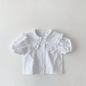 <span class=keywords><strong>Blusa</strong></span> de manga corta para niñas, camisa <span class=keywords><strong>blanca</strong></span> informal, para primavera y verano - Product Image 5