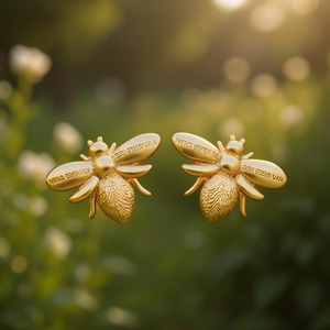 Pendientes de Abeja Chapados en Oro Hiva Geleo Vam, Aleación de Zinc, Joyería de Moda Unisex, Regalo - Product Image 2