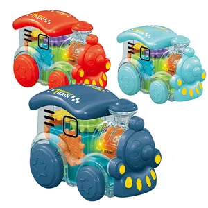 最新婴儿彩色摩擦小惯性齿轮带灯火车玩具