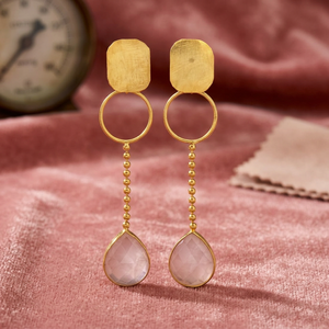 Boucles d'oreilles en acier inoxydable plaqué or faites à la main avec zircon pour femmes, style classique et tendance - Product Image 3
