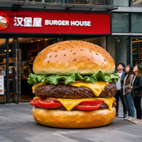 Escultura de Hamburguesa Gigante Personalizada de Fibra de Vidrio, Réplica Realista de Comida Rápida para Decoración de Restaurantes y Publicidad Exterior