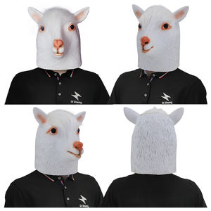หน้ากากปาร์ตี้วันฮาโลวีนหน้ากากโคลนม้า Alpaca,อุปกรณ์ประกอบฉากสัตว์หัวม้า Alpaca หน้ากากยางแพะ - Product Image 4