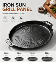 Plaque de cuisson Sun Ray Grill sans revêtement, en fer nitruisé, avec deux poignées, pour la cuisson de steaks à la maison, les barbecues, le camping en plein air, 28 cm, 34 cm
