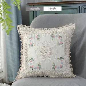 Vintage Hand手編みCotton Thread Hollow Woven Blend Set Square Lounge Chair Knitting Sofa Decorative Pillow Case