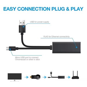 ไมโครยูเอสบีเป็น RJ45 100Mbps การ์ดเครือข่ายอะแดปเตอร์อีเธอร์เน็ตใช้งานร่วมกับไฟร์ทีวีสติ๊ก กูเกิล โฮม มินิ โครเมคัส รุ่นที่ 2 1 อัลตร้า - Product Image 3