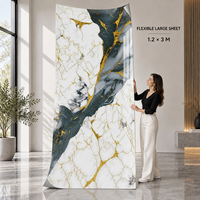 Papier peint autocollant en marbre blanc vert foncé or 60x60cm avec surface en PET et mousse IXPE pour murs intérieurs