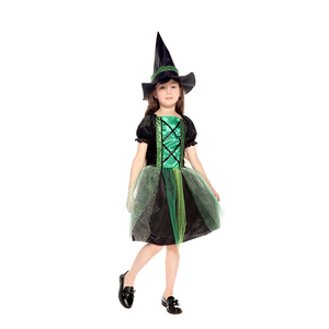 Costume da Piccola Strega per Bambini, Travestimento per Halloween Ispirato a Film e Serie <span class=keywords><strong>TV</strong></span>, Verde con Nero - Product Image 1