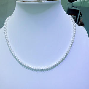 Collier de perles d'eau douce Zhuji polyvalent de 3-4 mm pour femmes, boucle argentée effet aurore, design simple en perles blanches par Xiaomi - Product Image 2