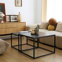 Table basse multifonctionnelle noire réglable et extensible en MDF, transformable en table à manger