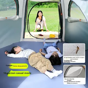 Tenda da Campeggio Estiva Portatile per Parco, Apertura Rapida, Design Esagonale, Protezione Solare, Impermeabile, in Oxford, Una Camera da Letto, 2 Persone - Product Image 2