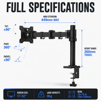 Bras de moniteur simple multifonctionnel, réglage ergonomique de la hauteur, rotation pivotante à 360 degrés pour utilisation avec un bureau debout