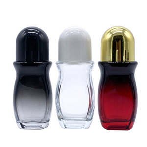 30ml 50ml red gold Glass Roll On Deodorant Bottle With Plastic Roller Ball with white cap