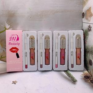 Commercio all'ingrosso a prova di acqua <span class=keywords><strong>Make</strong></span> <span class=keywords><strong>Up</strong></span> rossetto Set Logo personalizzato con rossetto opaco ad alta voce lucidalabbra e Lipliner Set di diamanti rossetto <span class=keywords><strong>Kit</strong></span> - Product Image 3