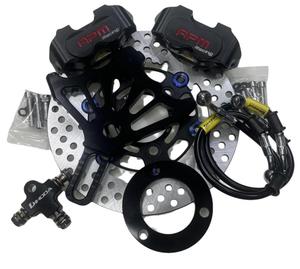 Set Freno a Disco Doppio RPM con Staffa e Disco da 220mm per Modifica Sistema Frenante Posteriore di Scooter e E-bike - Product Image 1