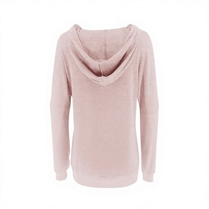 เสื้อสเวตเตอร์มีฮู้ดผู้หญิง แขนพอง สีพื้น แขนยาว เสื้อฮู้ดลำลองสำหรับฤดูใบไม้ร่วงฤดูหนาว - Product Image 6