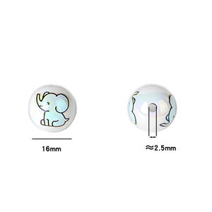 16mm <b>Acrylic</b> Mixed Color Double-Sided Printed Small Elephant Straight-Hole <b>Bead</b> DIY Handmade Beading Accessory Component - Product Image 2
