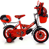 Vélo pour enfants Spiderman 12/14/16 pouces avec pneus pneumatiques, roues d'apprentissage, panier avant, cadre en acier, 1 vitesse, pour garçons de 3 à 5 ans