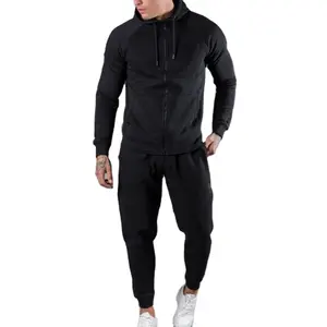 Kliou — survêtement de sport pour hommes, logo personnalisé, 100% polaire polyester, grande taille, 2 pièces, sweat à capuche et jogging, nouveau Design - Product Image 1
