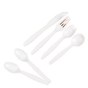 Fourchette, couteau et cuillère jetables mini écologiques biodégradables en CPLA de 6 pouces, à base de plantes, compostables, pour le camping - Product Image 1