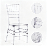 Chaise Chiavari en résine transparente empilable, durable, pour hôtel, intérieur/extérieur, mariage, événement, banquet