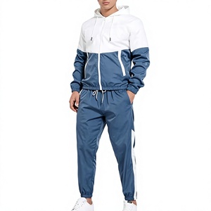 Men's Solid Breathable 340g Hoodie Jogger Set Casual Winter Wear Knitted Polyester Cotton Sweatshirt Pants Outfit - Product Image 2