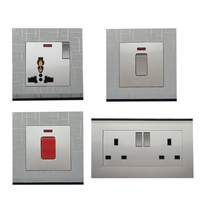 VNX Interruptor de Pared Eléctrico de Cuatro Vías 1/2 Vías Estándar del Reino Unido 10A Interruptor Silver Brush Meteor Rain Series