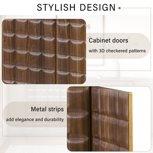 Armoire de rangement en bois moderne et portable à 4 portes avec portes géométriques 3D pour salon, cuisine ou bureau à domicile - Product Image 5