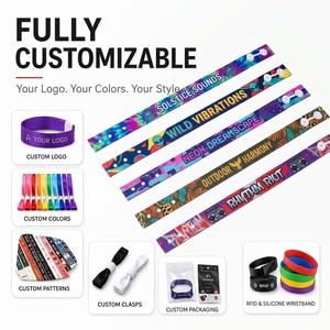 Bracelets tissés en tissu écologiques jetables personnalisés avec fermeture et logo sur mesure pour événements et festivals de musique - Product Image 3