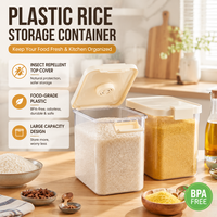 Broad Plastic Rectangular Nordic Style Rice Storage Container Home Use Insect-Proof Moisture-Proof Sealed Box