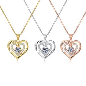 Vente flash Pendentif en zircon cubique étincelant Amour éternel Collier pour maman Cadeau pour la fête des mères Saint-Valentin - Product Image 1