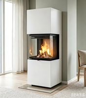 Cheminée à granulés de bois sans fumée en acier moderne encastrée, avec fonctions décoratives, pour usage intérieur, cheminée linéaire à ventilation directe