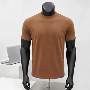 T-shirt en coton pour homme, manches courtes, col rond, uni, décontracté, sport, logo personnalisé - Product Image 3