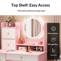 Coiffeuse moderne minimaliste avec panneau, meuble de rangement intégré, compacte, économique et multifonctionnelle pour chambre à coucher