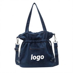 Bolsa de Piel Vacuna Estilo Japonés con Logotipo Personalizado Promocional para Mujer, Nueva Bolsa con Cordón de Estilo Literario 2025, Simple y Versátil - Product Image 1