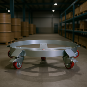 Heavy Duty 55 Gallon Drum Dolly 1250 Lbs Capacity Steel Frame Swivel Casters Warehouse <b>Transport</b> Equipment - Product Image 2