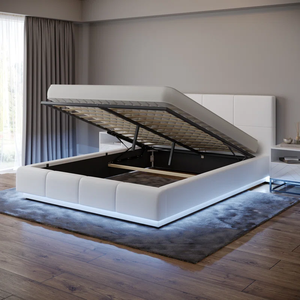 <span class=keywords><strong>Lit</strong></span> superposé king size rembourré avec cadre de <span class=keywords><strong>lit</strong></span> superposé avec <span class=keywords><strong>rangement</strong></span> et DEL au design exclusif avec plateforme entièrement capitonnée - Product Image 6