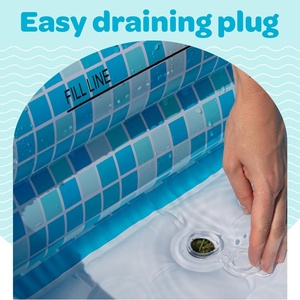 Piscine gonflable pour bébé avec poignée et tuyau de vidange, plancher souple, jouet aquatique d'été pour l'extérieur, cadeau de premier anniversaire pour garçons de 1 an - Product Image 5