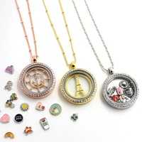En cadeau, collier, chaîne, porte-clés, variété de pendentifs en verre à mémoire de forme, Bracelet en alliage, médaillon flottant magnétique en mémoire de